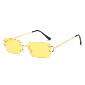 049 Hot Sale Rectangle <b>Sunglasses</b> Fashion Designer Square <b>Sunglasses</b> Trendy <b>Rimless</b> <b>Sunglasses</b> - Product Image 5