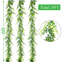 Guirlande de vigne d'eucalyptus artificielle en plastique vert 1,8 m style INS, plante murale suspendue légère pour mariage et extérieur