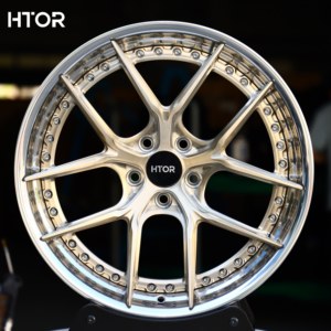 Jantes de voiture HTOR personnalisées de 18, <span class=keywords><strong>19</strong></span> et 20 pouces, 5x114.3, forgées en deux parties, dorées, à rayons, à déport profond, à lèvre polie, compatibles avec Skyline STI EVO RX7 - Product Image 1