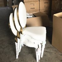 Meubles de luxe en gros de Chine chaise de mariage de banquet en cuir empilable en acier inoxydable doré pour hôtel
