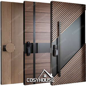 Porte d'entrée insonorisée en bois massif, porte extérieure en bois sur mesure pour projet de maison - Product Image 1