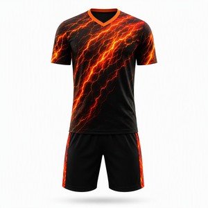 2026 Custom Sublimatie Voetbaltenue Set Magma Flare Lava Patroon Snel Droogend Ademend Voetbaluniform OEM ODM Team Kit MOQ 1 - Product Image 4