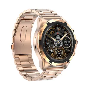 HK98 smart watch schermo Amoled 1.43 pollici con cinturino in acciaio in metallo con corpo forte custodia modalità di esercizio traccia Smartwatch NFC Call response