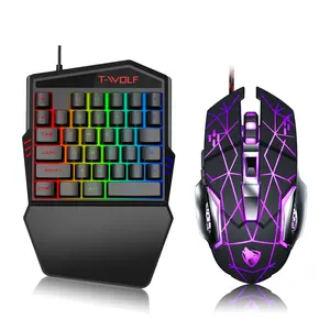 2022 New 2 in 1 Gaming Keyboard and Mouse Set One Handed RGB Colorful Backlight Gaming Set