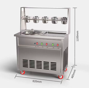 Rouleau de crème glacée/yaourt frit/machine à glace frite-Double pot rond/carré plaque chauffante à 5 réservoirs pour chocolat à l'eau au lait - Product Image 4