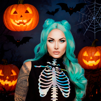 Perruque fantaisie colorée YACHEN en plastique durable pour Halloween et Noël, accessoire de déguisement pour femmes et filles