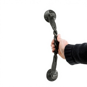Poignée de porte en métal torsadé noir fini pour portes et fenêtres, usage domestique, hôtelier, villas, poignée de tirage pour portail - Product Image 1