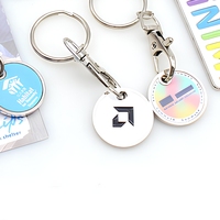 Porte-clés jeton de chariot de courses en alliage de zinc imprimé UV personnalisé, étanche, cadeau promotionnel en métal