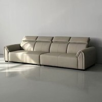 Ensemble de canapés modulaires de luxe au design européen moderne, en similicuir écologique, inclinables, pour salon, avec éléments en bois