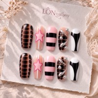 Uñas Postizas Francesas Instantáneas con Acabado de Salón, Curva Cuadrada 2.5, Hechas a Mano en 3D con PMMA, Cobertura Completa, Desmontables, Sin UV
