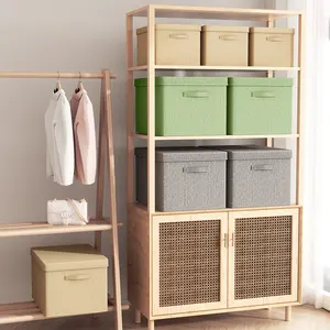 Custom Direct Fashion Hemp And Polyester Clothing Storage Box Waterproof Home Storage Box