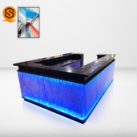 Comptoir de bar pliable au design moderne avec LED, en MDF et plateau en pierre, pour discothèques - Vente en gros