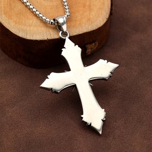 Stainless Steel <b>Cross</b> Pendant With Skull Design For Men Punk Jewelry Fashion Accessory - Product Image 3