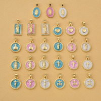 Breloques en émail JS2095 rose pastel, blanc et bleu, Notre-Dame de Guadalupe, Jésus, Saint Jude, fournitures de bijoux religieux catholiques