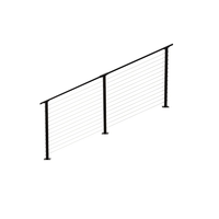 Kit de balustrade en câble noir mat résistant aux intempéries avec poteaux et fils en acier inoxydable pour garde-corps d'escalier