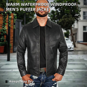 Chaqueta de cuero acolchada ODM para otoño, estilo urbano, con capucha, teñido liso, cálida, cortavientos, impermeable, personalizada - Product Image 2