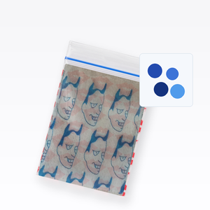 Bolsa Transparente Mini Ziplock de LDPE con Estampado de Cabeza de Diablo Azul - Product Image 4
