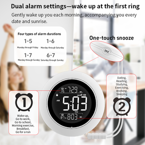 Reloj <span class=keywords><strong>Despertador</strong></span> LED Redondo con Vibración, Doble <span class=keywords><strong>Alarma</strong></span>, Reproductor de Música, Temporizador de Cuenta Regresiva para Dormir, Tonos de Llamada Personalizados, Reloj <span class=keywords><strong>Despertador</strong></span> <span class=keywords><strong>Semanal</strong></span> - Product Image 5