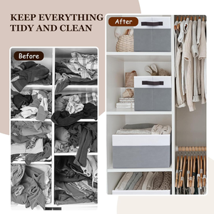 Large Rectangle Modern Fabric <strong>Storage</strong> Baskets For Shelves And Closets With Handles Collapsible Design - Product Image 4