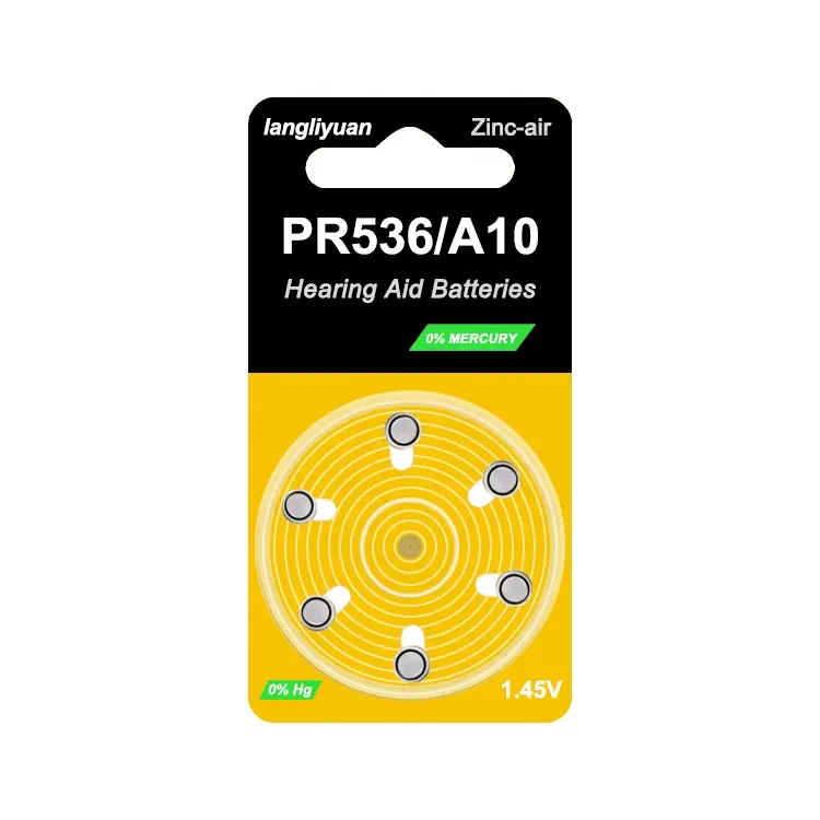 pr536 1.45v piles longest lasting a10 zinc air hearing aid battery