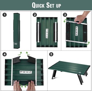 Tavolino <span class=keywords><strong>da</strong></span> <span class=keywords><strong>Spiaggia</strong></span> Pieghevole Mini Portatile in Alluminio Ultraleggero Verde per Campeggio e Attività all'Aperto - Product Image 6