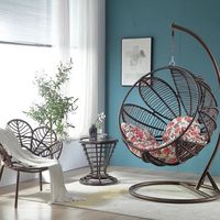 Fauteuil suspendu d'extérieur à motif floral pour adulte, ensemble table basse et chaise à bascule, coussin imperméable, balançoire de balcon en acier