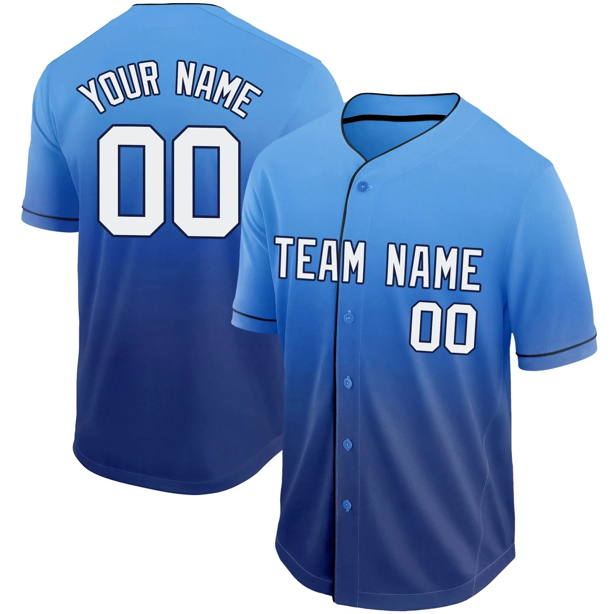 Conjunto de uniformes Diseño barato Sus propios diseños Hombres Azul Sublimado personalizado Mejor desgaste de béisbol y softbol