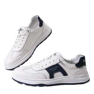 Casual Sports Sneakers <b>White</b> Genuine Leather Low <b>Heel</b> Breathable Men's Walking Shoes Daily Use Street Style - Product Image 5