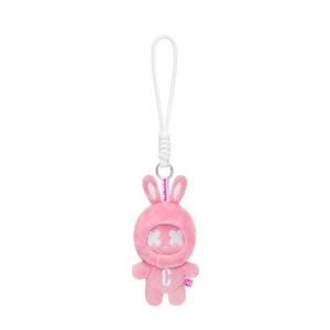 Winter Rabbit Pin Keychain Pastel Pink Soft Plush Mascot Key <b>Ring</b> With Embroidered Milk Outfit Detail And Metal <b>Ring</b> - Product Image 3