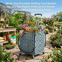 Panier de courses pliable en plastique durable avec 4 roues, écologique et facile à transporter pour l'utilisation en supermarché