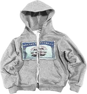 Top Quality Women's Zip up Hoodie Y2k Oversized Graphic Hoodies Grunge Jackets Streetwear Vintage 2000s <strong>Emo</strong> <strong>Clothes</strong> - Product Image 2