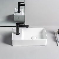 Lavabo de comptoir en céramique blanche de conception italienne, taille 18 pouces, rectangulaire, pour salle de bain