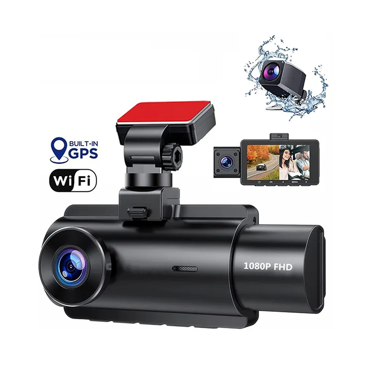 3 kanallı 2K + 1080P + 1080P araba dvr'ı kaydedici HD WIFI GPS NTK 96565 araba Dashcam özel mod 3 inç araba kamera