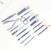 Prix d'usine – Kit de coupe-ongles 16 pièces en acier inoxydable avec étui pliable – Trousse de manucure, ciseaux et outils de beauté