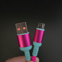 Cables USB a Micro USB V8 para Android, Duraderos, Coloridos, con Degradado de Arcoíris, Trenzados, Sincronización de Datos, Carga Rápida