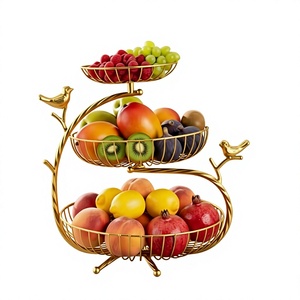 Frutero Metálico de Tres Niveles, Dorado, Moderno, Soporte de Almacenamiento para Cocina, Redondo, Resistente, No Plegable - Product Image 6