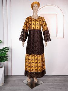 Vêtements Nigérians Traditionnels, Robes Africaines pour Femmes, Robes Maxi Élegantes en <span class=keywords><strong>Bazin</strong></span> Brodées <span class=keywords><strong>Boubou</strong></span> avec Turban pour Mariage - Product Image 5