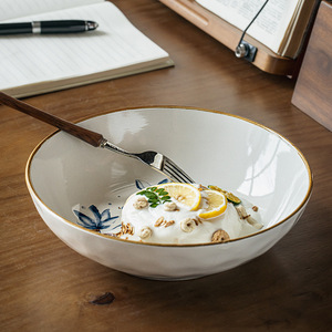 8.5-Inch Trung Quốc Phong Cách Lớn Món Ăn Bát Salad Đẹp Sứ <span class=keywords><strong>Crackle</strong></span> Men Thiết Kế Mới Lạ Bộ Đồ Ăn Dùng Một Lần Cho Các Bên - Product Image 3