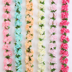 Guirnalda de flor de cerezo de plástico, Jazmín de invierno, plantas de flores artificiales, hojas verdes, flor colgante, vid rosa - Product Image 2