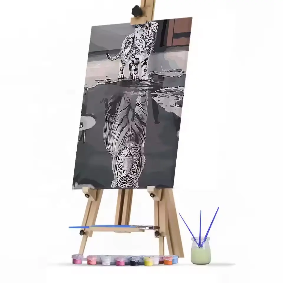 Hayvanlar boya numaraları kiti tuval DIY yetişkin çocuklar sanat hediye dijital sanat yağlıboya