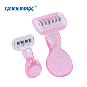 มีดโกนสำหรับผู้หญิง ใบมีด 4 ชั้น สแตนเลส กำจัดขนใต้วงแขน สีชมพู - Product Image 5