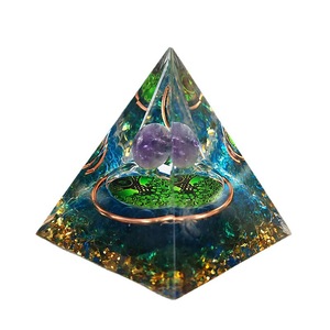 <b>Crystal</b> Epoxy Pyramid Resin Craft With Purple Ball <b>Tree</b> Of Life Design Home Decoration Desktop Ornament - Product Image 5