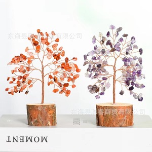 Árbol de Cristal con Piedras Verdes sobre Base de Madera, Decoración para el Hogar u Oficina, Regalo Artesanal - Product Image 5