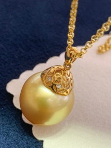 Stylish Durable Polished 18K <b>Solid</b> <b>Gold</b> <b>pendant</b> accessories Inlaid Tiny Clear Diamond For Pearl <b>Pendant</b> Necklace Handmade - Product Image 4
