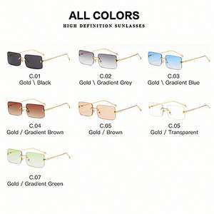 Gafas de Sol Personalizadas con Logotipo, Estilo Vintage, Lentes Transparentes Color Océano, Protección UV400, Patillas Metálicas, Montura Cuadrada sin Aro, para Hombre y Mujer - Product Image 4
