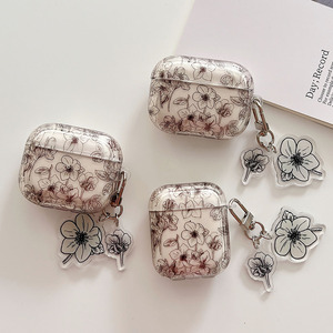 Casing Transparan Earphone Floral Kupu-kupu untuk AirPods 1 2 Pro 3 Penutup Keyring Headphone Casing Pelindung untuk AirPod Pro 2 2nd - Product Image 4