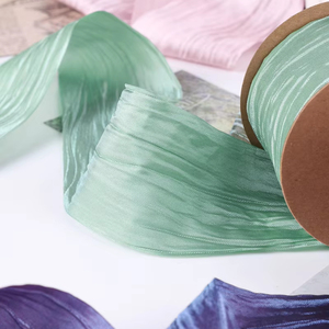 Aksesori rambut busur buatan tangan DIY, buket topi atas, tali Organza kusut - Product Image 4