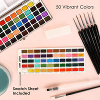 Boîte de Palette de Kit d'aquarelle personnalisée promotionnelle populaire de 50 couleurs pour les artistes amateurs amateurs et les amateurs de peinture