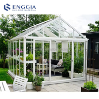 ENGGIA Véranda Moderne à Toit Triangulaire en Verre Faible Émissif, Idéale pour Jardin, Cour Arrière, Parc, Villa, en Aluminium Écologique, Utilisation 4 Saisons