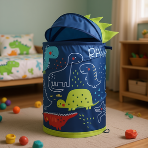 Panier de rangement Vianney Dinosaure 33x15x85cm en tissu pour chambre d'enfant, organisateur de jouets - Product Image 2